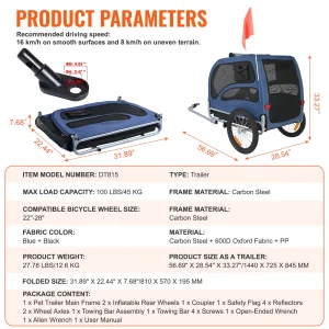 100lbs Pet Trailer with Coupler Reflectors Flag